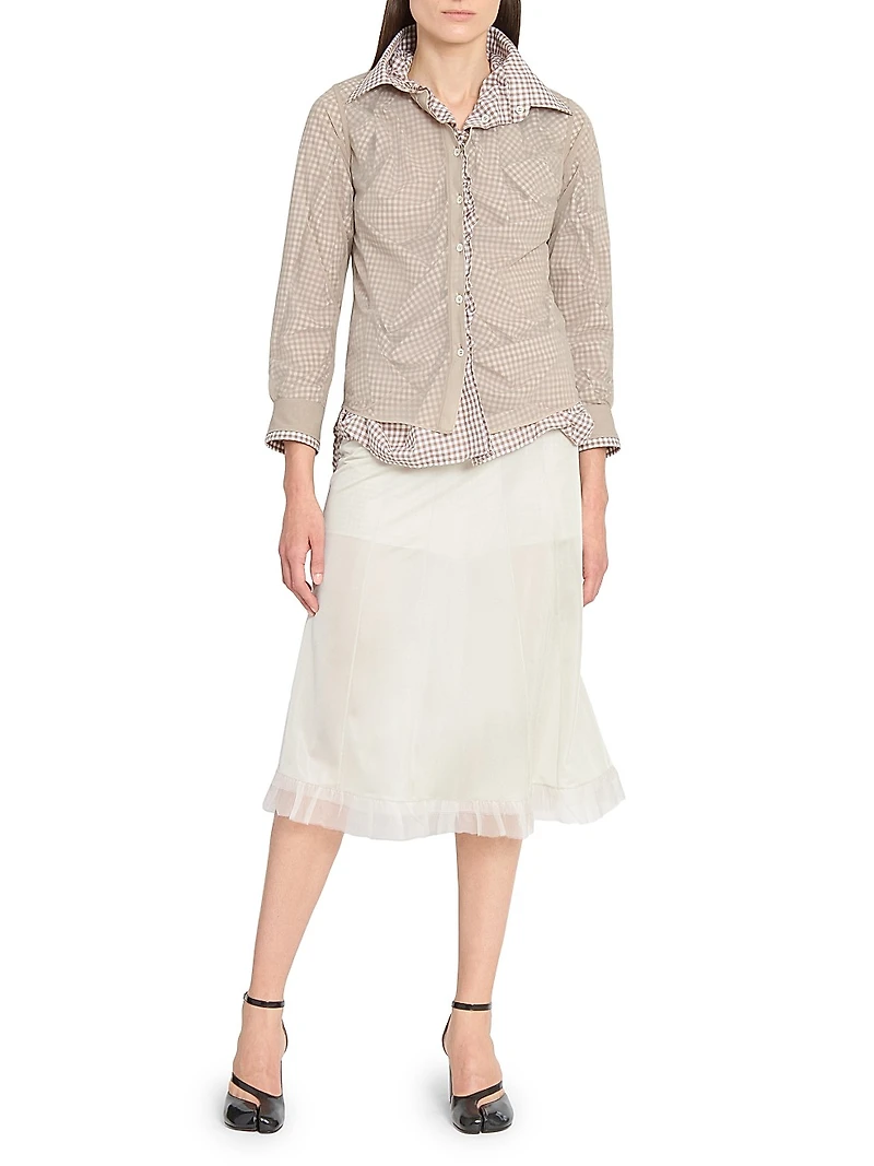 Layered Check Midi-Skirt