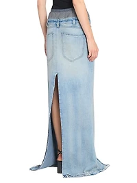 Layered Boxer Denim Maxi Skirt