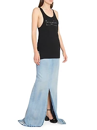 Layered Boxer Denim Maxi Skirt
