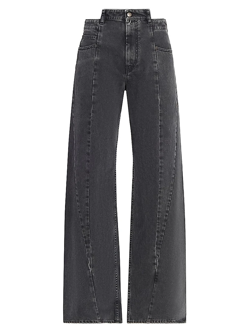Cut-Out Wide-Leg Jeans