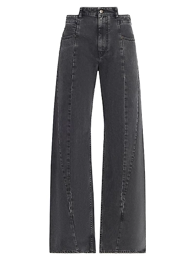Cut-Out Wide-Leg Jeans