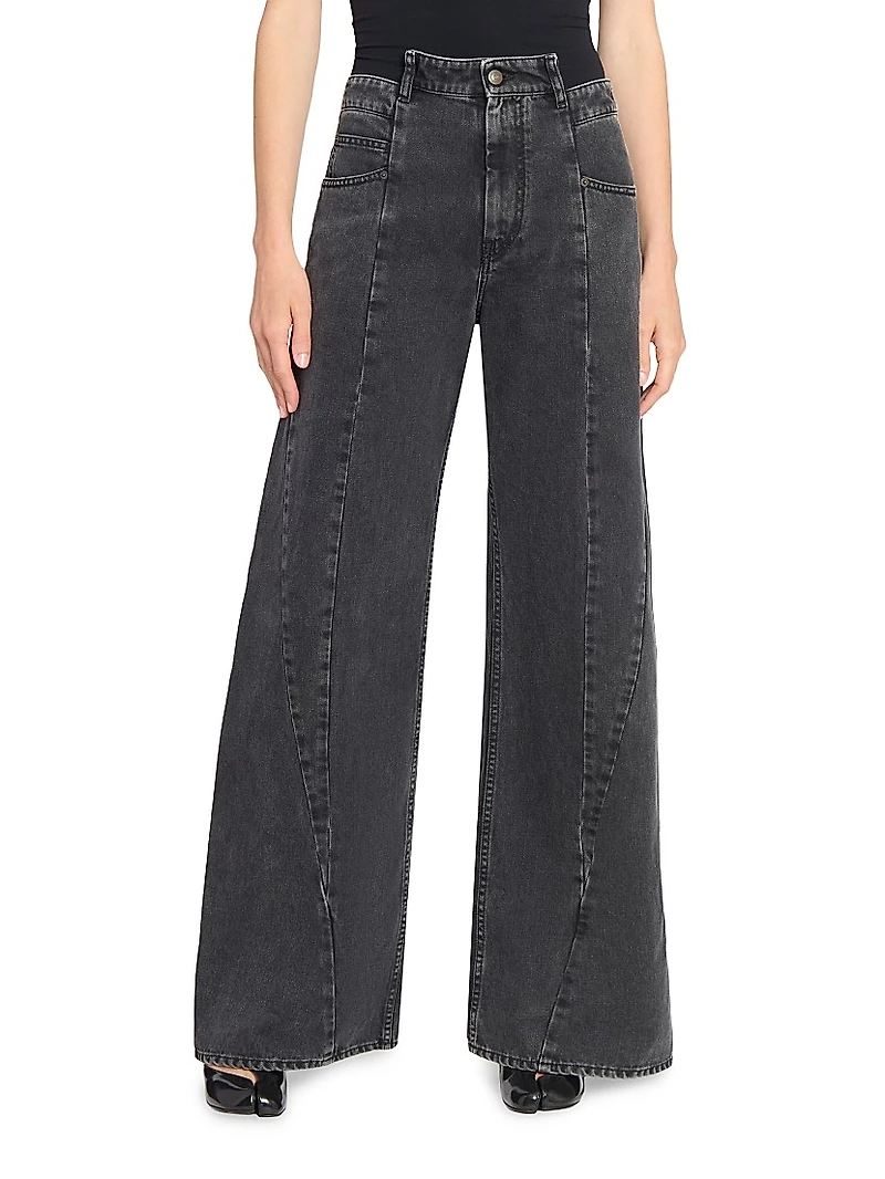 Cut-Out Wide-Leg Jeans
