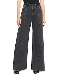 Cut-Out Wide-Leg Jeans