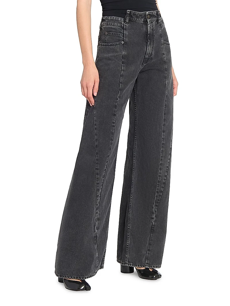 Cut-Out Wide-Leg Jeans