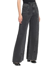 Cut-Out Wide-Leg Jeans