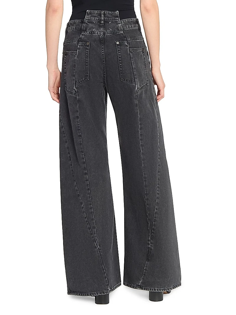 Cut-Out Wide-Leg Jeans