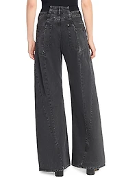 Cut-Out Wide-Leg Jeans