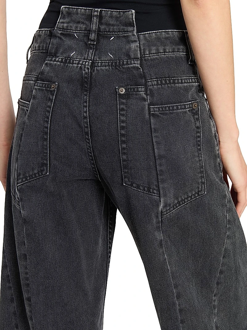 Cut-Out Wide-Leg Jeans