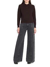 Cut-Out Wide-Leg Jeans