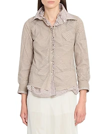 Layered Check Gathered Shirt