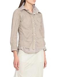 Layered Check Gathered Shirt
