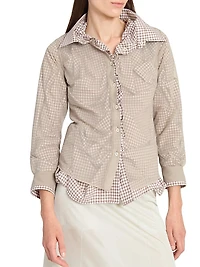 Layered Check Gathered Shirt