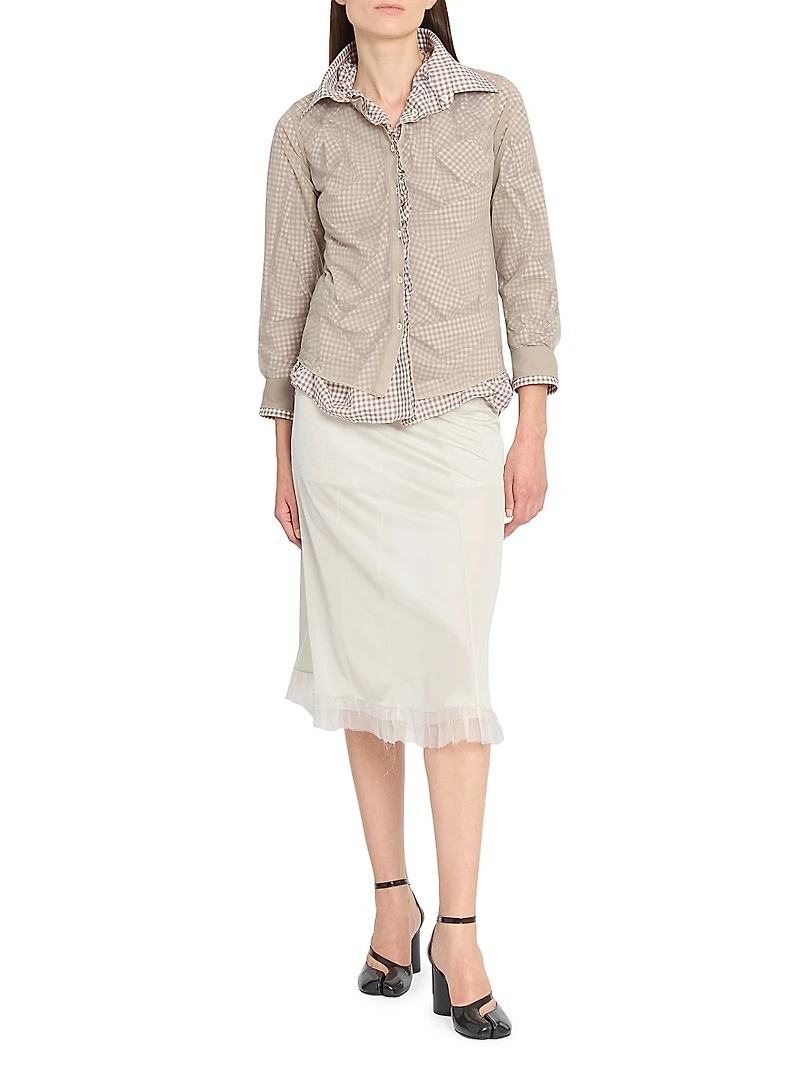 Layered Check Gathered Shirt