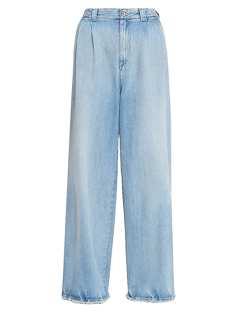 Pleated-Front Straight-leg Jeans