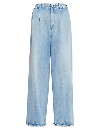 Pleated-Front Straight-leg Jeans