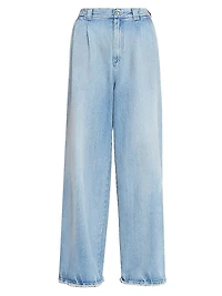 Pleated-Front Straight-leg Jeans