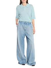 Pleated-Front Straight-leg Jeans