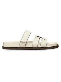 Ines Logo-Detailed Leather Slide Sandals