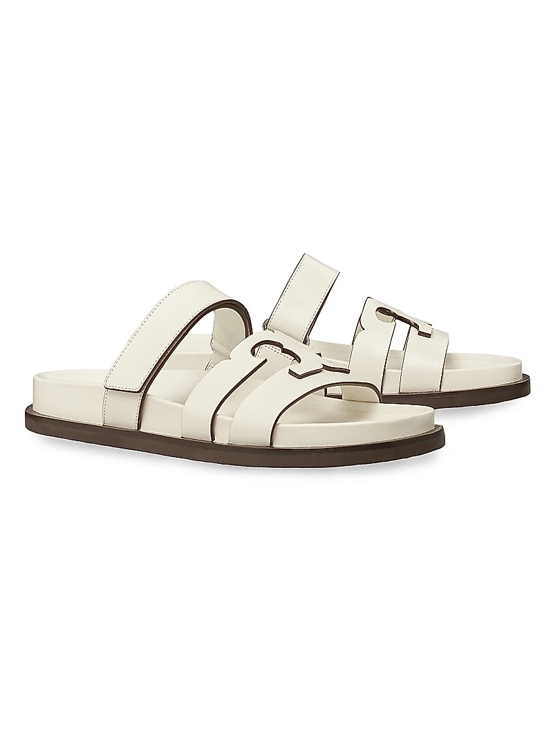 Ines Logo-Detailed Leather Slide Sandals