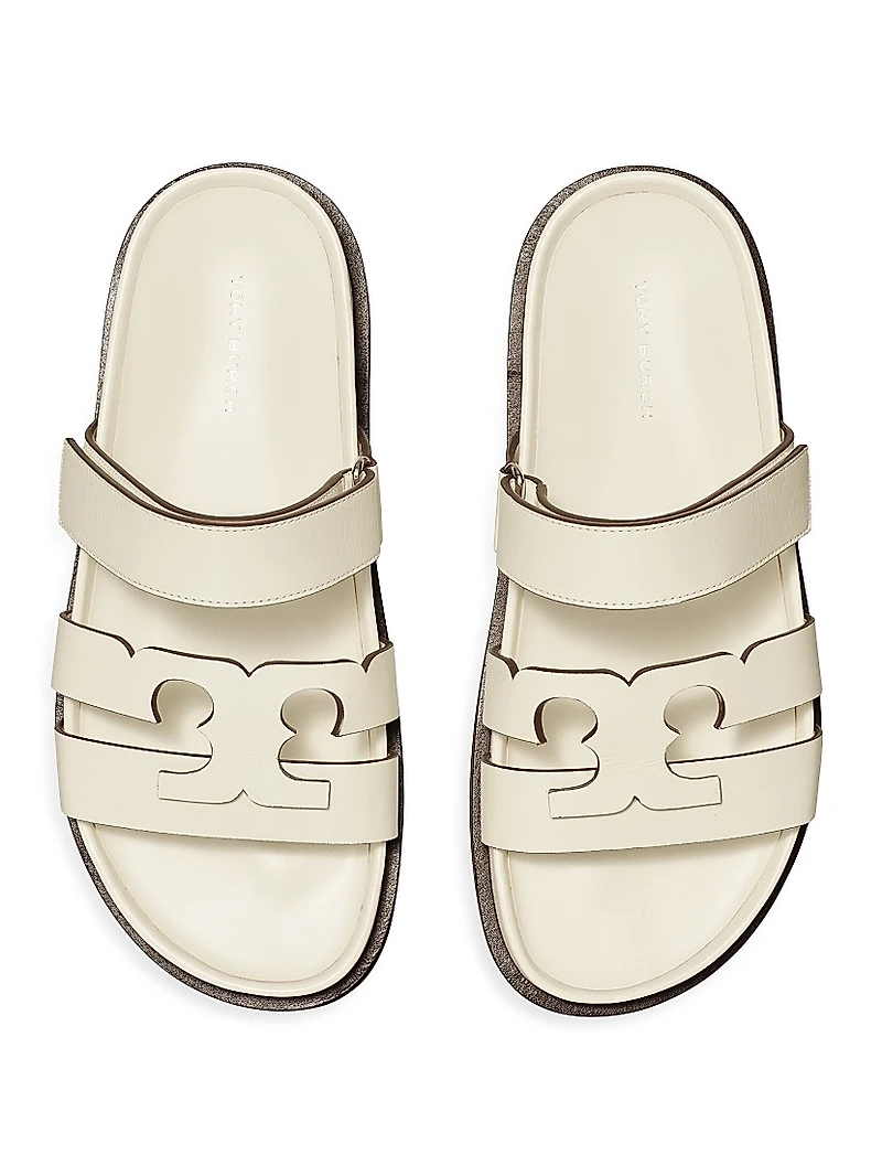 Ines Logo-Detailed Leather Slide Sandals
