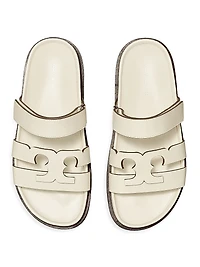 Ines Logo-Detailed Leather Slide Sandals