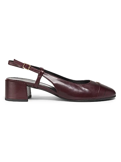 Cap-Toe Leather Slingback Pumps