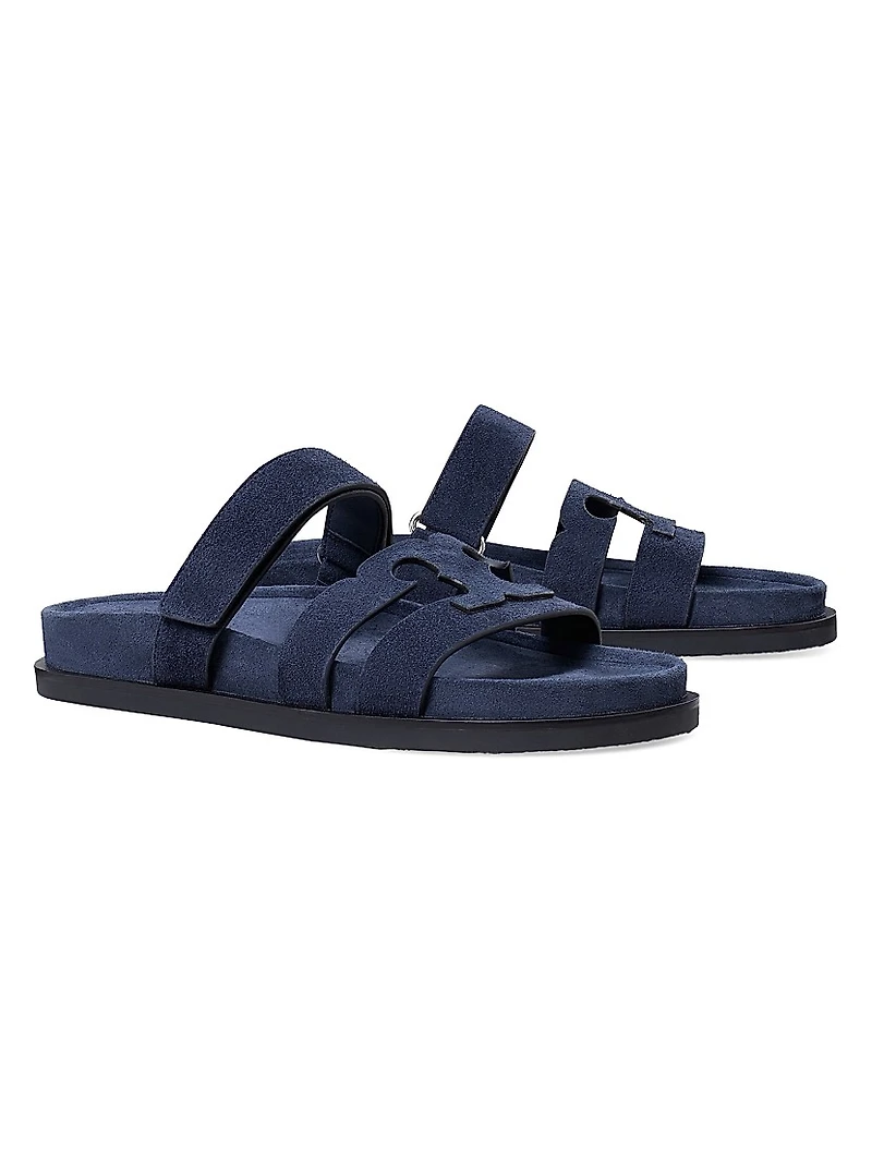 Ines Logo-Detailed Suede Slide Sandals