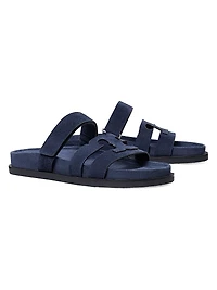 Ines Logo-Detailed Suede Slide Sandals