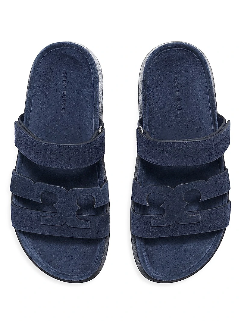 Ines Logo-Detailed Suede Slide Sandals