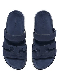 Ines Logo-Detailed Suede Slide Sandals