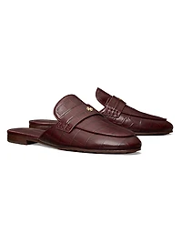 Crocodile-Embossed Leather Backless Loafers
