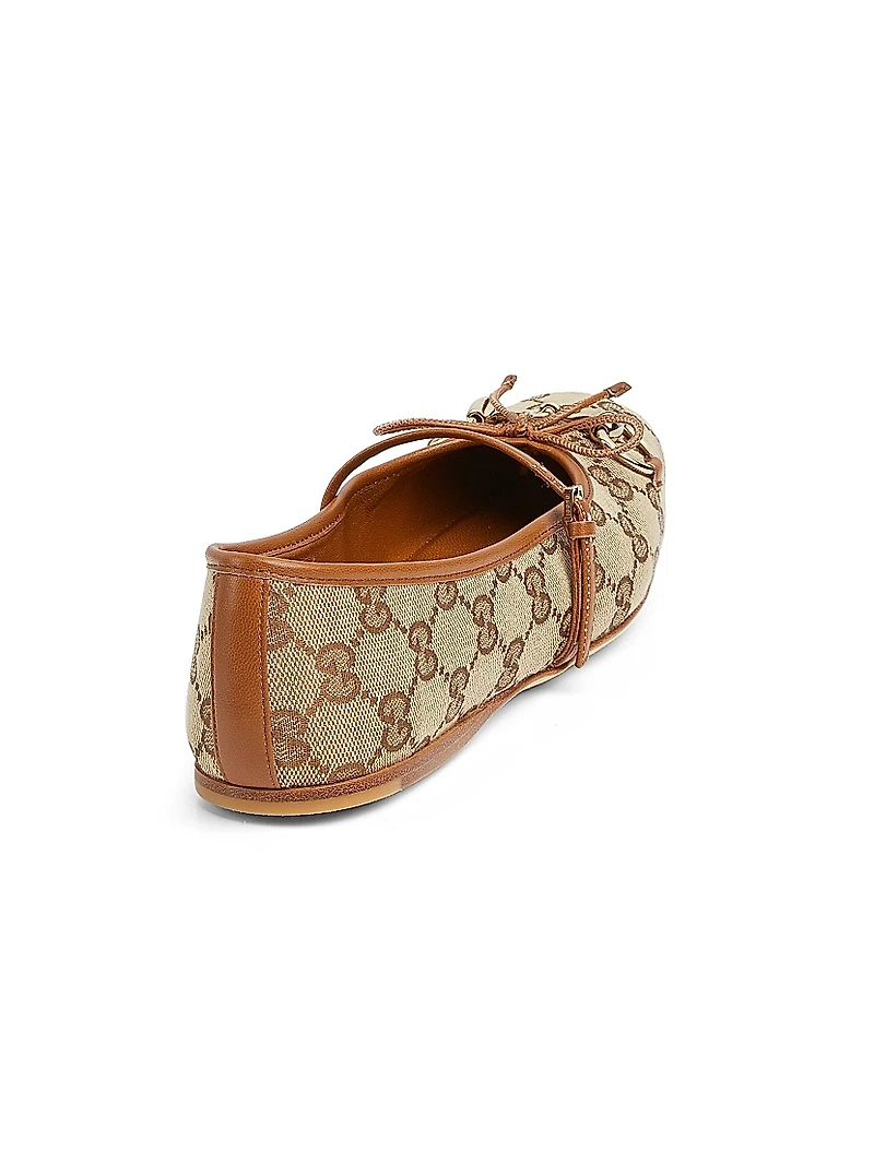 GG Canvas Horsebit Ballet Flats
