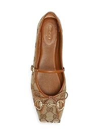 GG Canvas Horsebit Ballet Flats