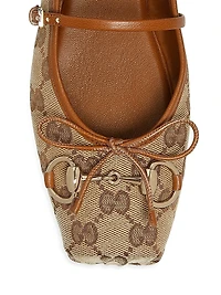 GG Canvas Horsebit Ballet Flats