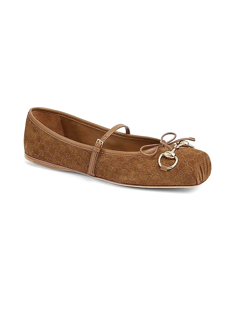 Horsebit Suede Ballet Flats