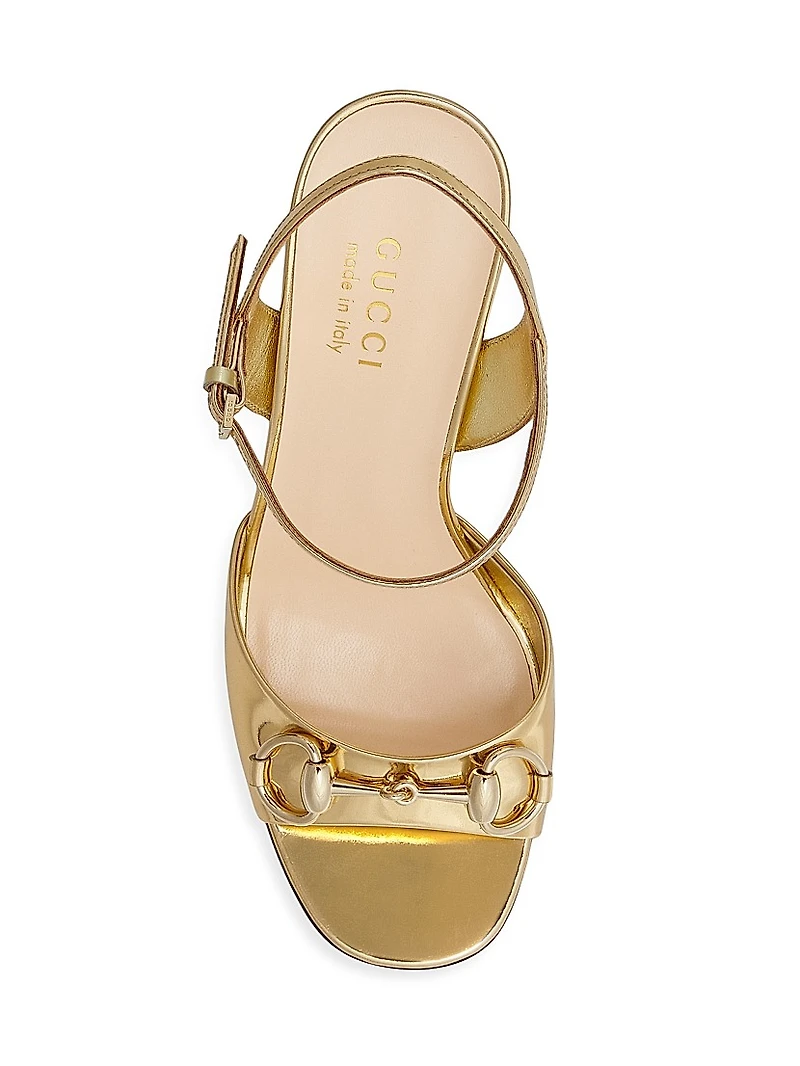 Lady Horsebit Metallic Leather Sandals