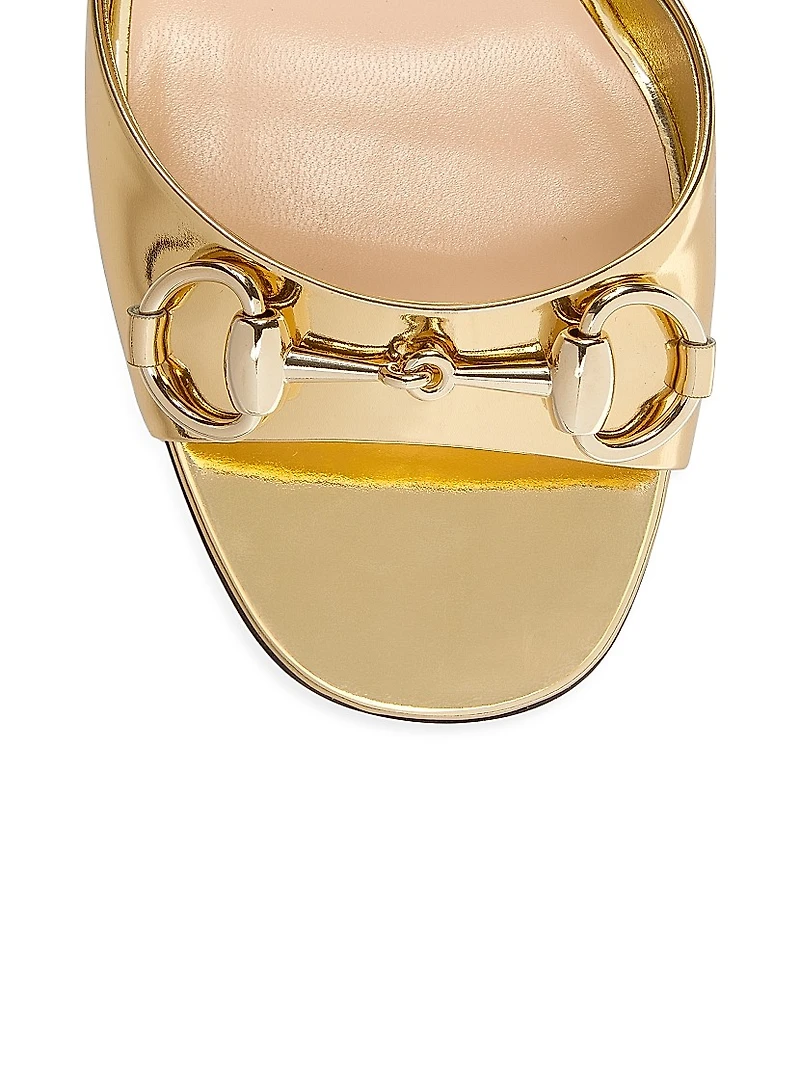 Lady Horsebit Metallic Leather Sandals