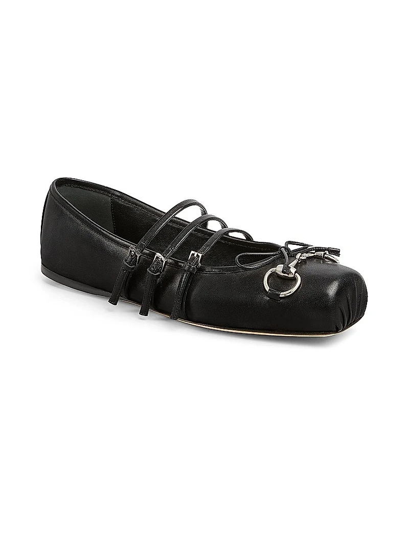 Horsebit Leather Ballet Flats