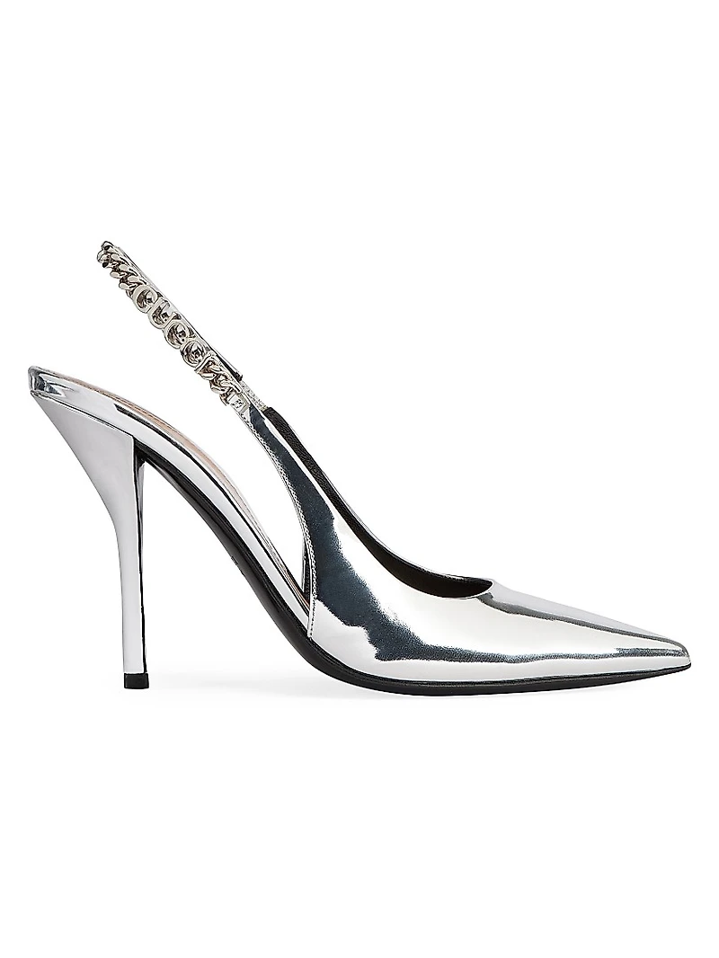 Signoria 100MM Metallic Leather Slingback Pumps