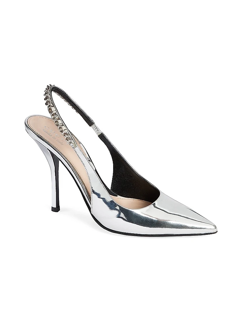 Signoria 100MM Metallic Leather Slingback Pumps