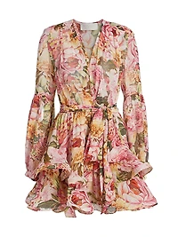 Bedouin Rose Ruffle V-Neck Minidress