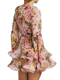 Bedouin Rose Ruffle V-Neck Minidress