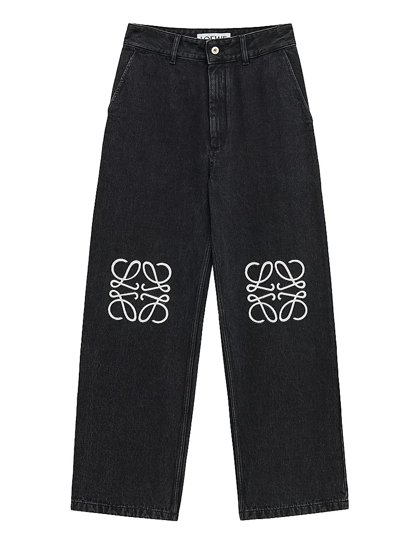Anagram Denim Mid-Rise Baggy Jeans