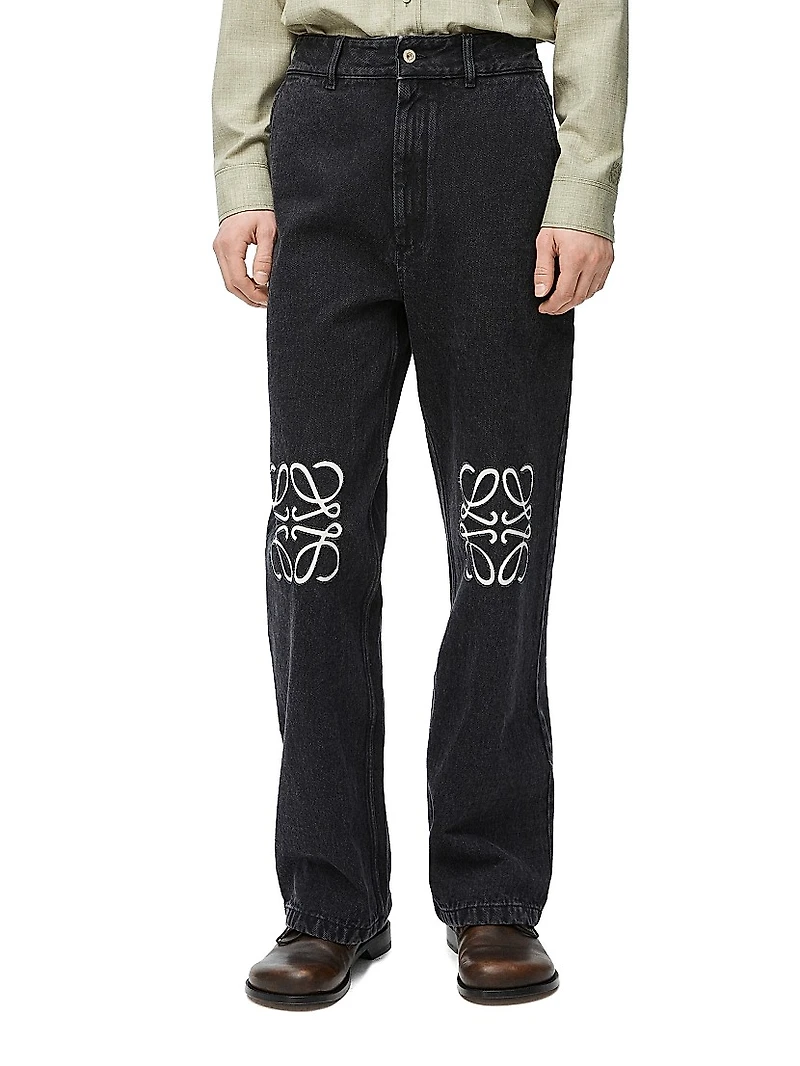 Anagram Denim Mid-Rise Baggy Jeans