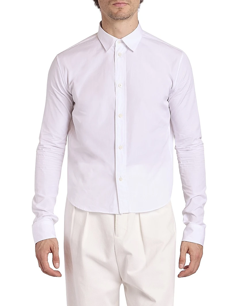 Cotton-Blend Button-Front Shirt