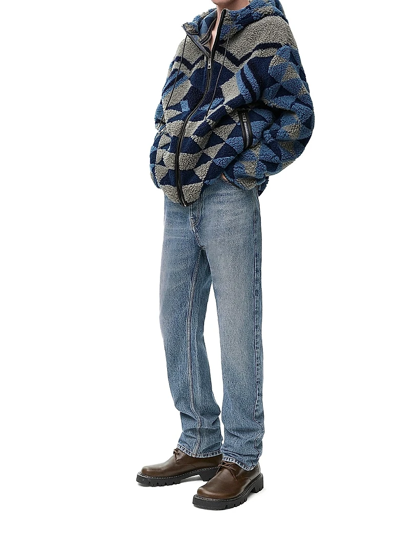 Leather Patch Straight-Leg Jeans