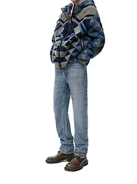 Leather Patch Straight-Leg Jeans