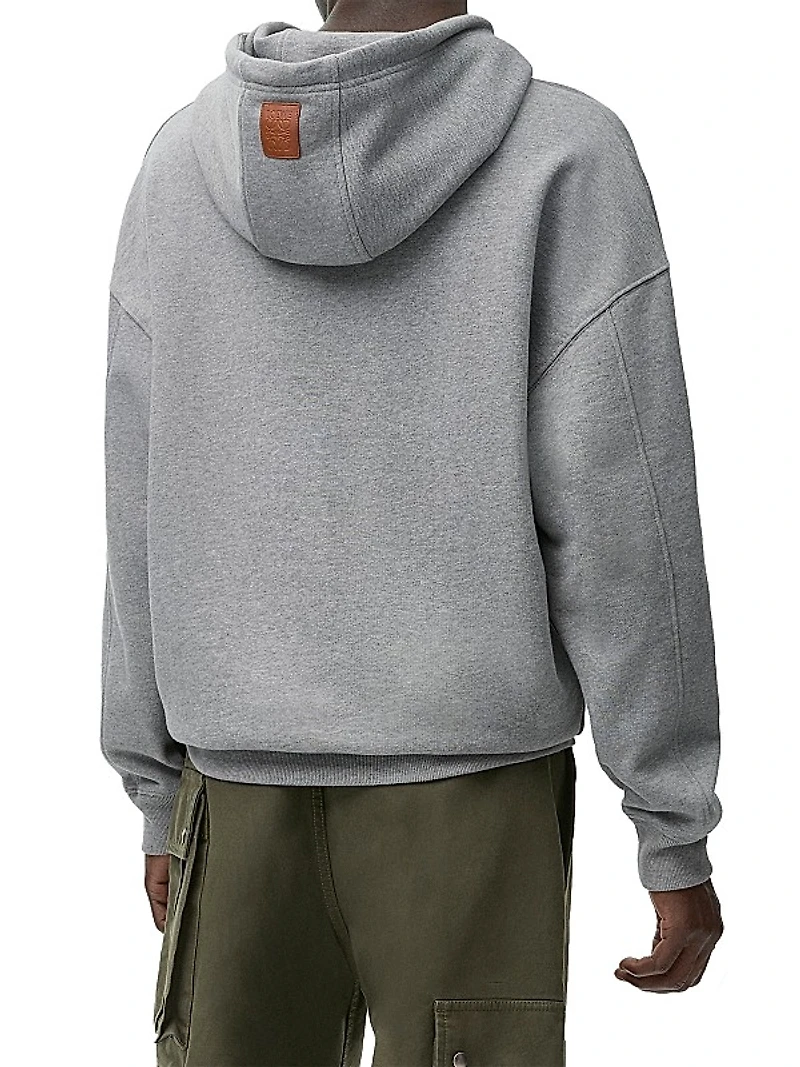 Leather Drawstring Relaxed-Fit Hoodie