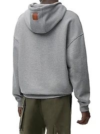 Leather Drawstring Relaxed-Fit Hoodie
