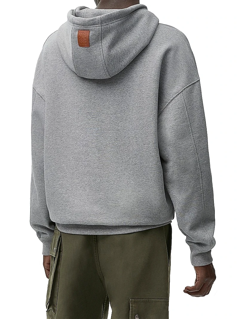 Leather Drawstring Relaxed-Fit Hoodie